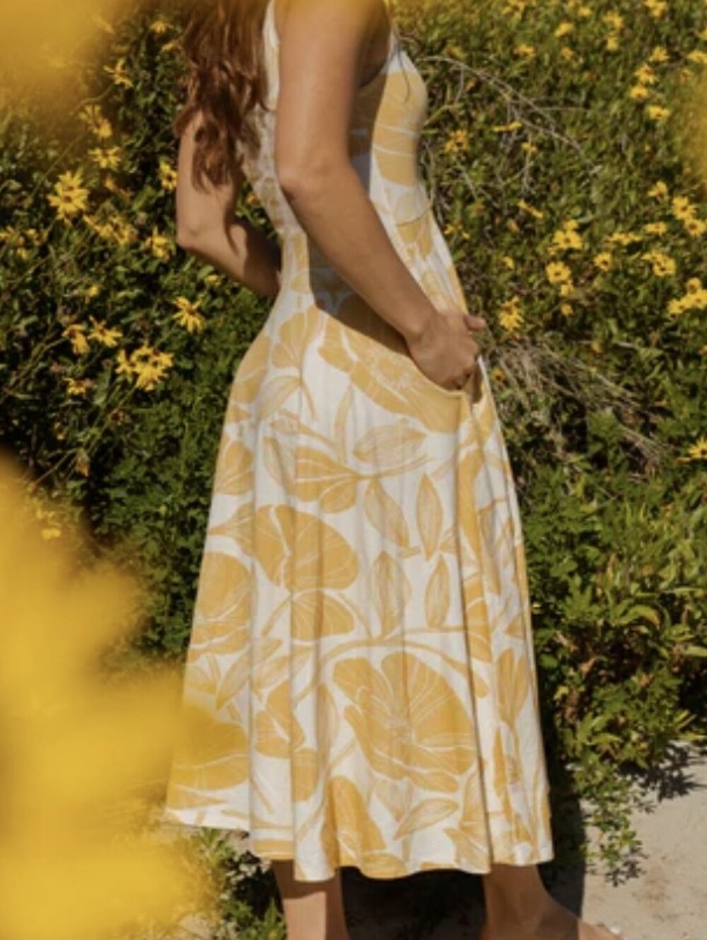 XXS/XS Happy Earth 100% Organic Cotton Sleeveless Lily Midi Dress|Poppies - Picture 3 of 14